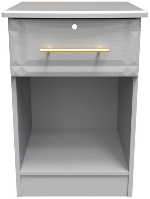 Faye Grey Ash 1 Drawer Bedside Cabinet with Lock