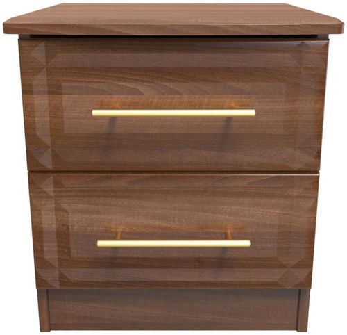Faye Walnut Effect 2 Drawer Bedside Cabinet