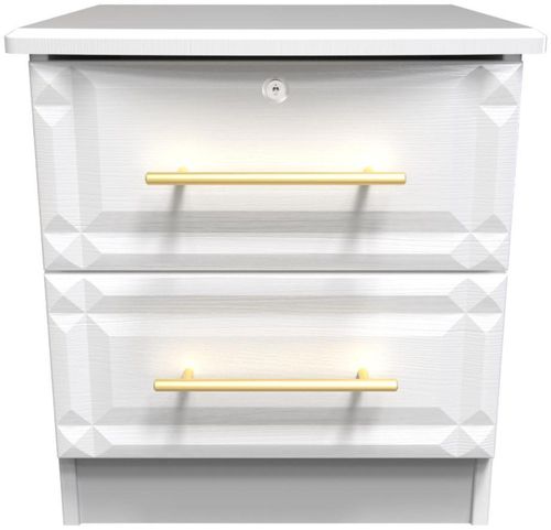 Faye White 2 Drawer Bedside Cabinet with Lock