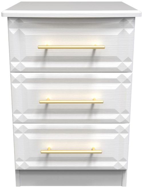 Faye White 3 Drawer Bedside Cabinet