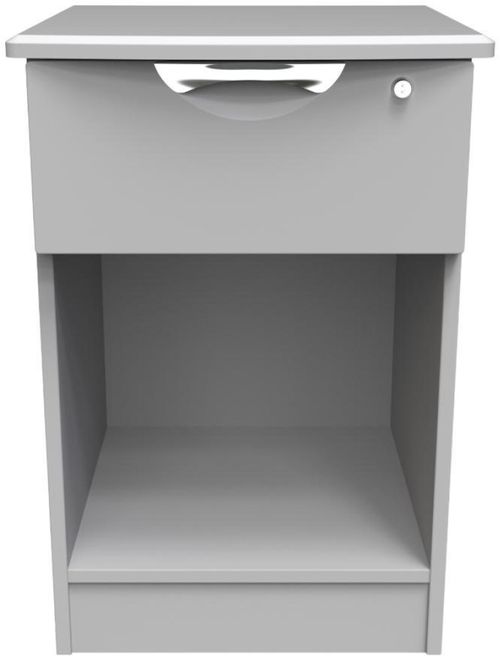 Flora Grey 1 Drawer Bedside Cabinet with Lock