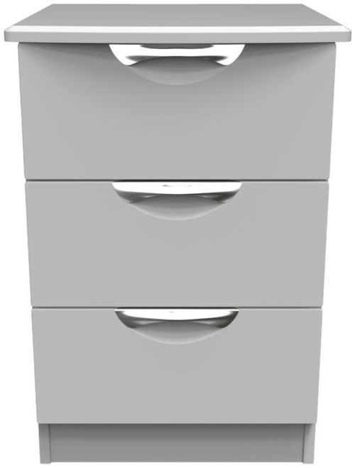 Flora Grey 3 Drawer Bedside Cabinet