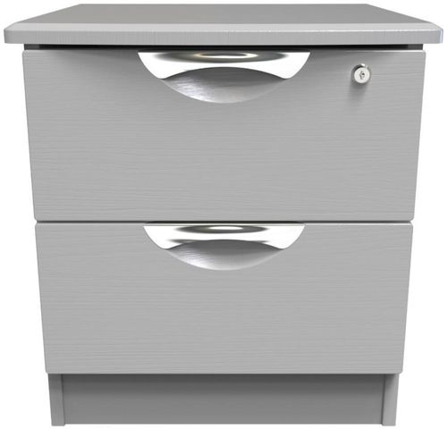Flora Grey Ash 2 Drawer Bedside Cabinet with Lock