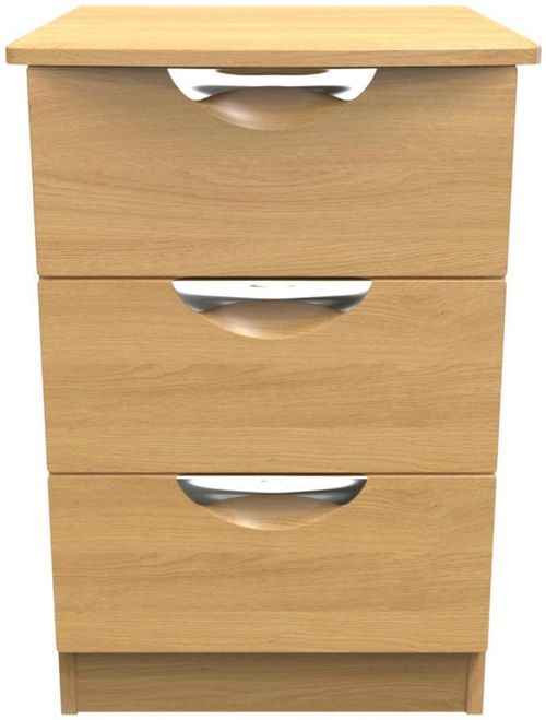 Flora Oak Effect 3 Drawer Bedside Cabinet