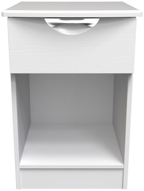 Flora White 1 Drawer Bedside Cabinet