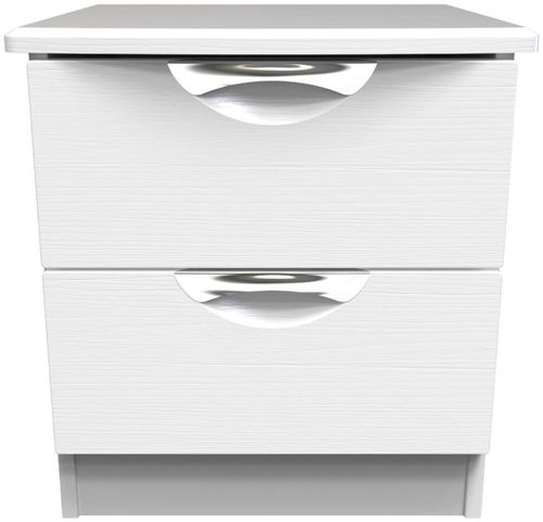 Flora White 2 Drawer Bedside Cabinet