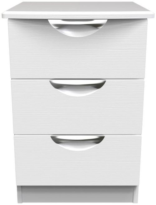 Flora White 3 Drawer Bedside Cabinet