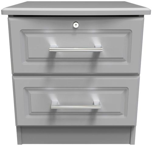Gina Grey 2 Drawer Bedside Cabinet with Lock