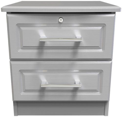 Gina Grey Ash 2 Drawer Bedside Cabinet with Lock