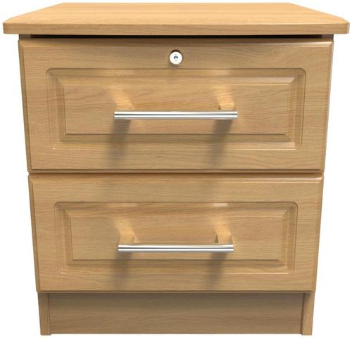 Gina Oak Effect 2 Drawer Bedside Cabinet with Lock