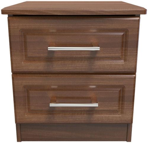 Gina Walnut Effect 2 Drawer Bedside Cabinet