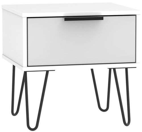 Hong Kong Grey and White 1 Drawer Bedside Table with Hairpin Legs