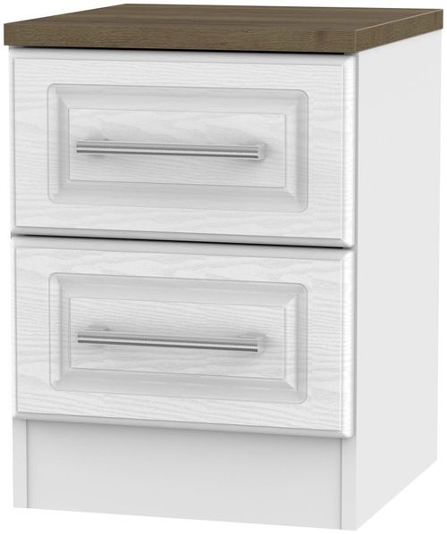 Kent White and Oak 2 Drawer Bedside Cabinet