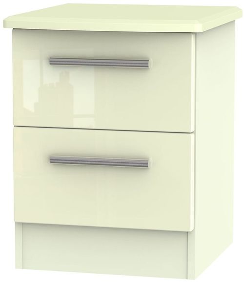 Knightsbridge Cream Gloss 2 Drawer Bedside Cabinet