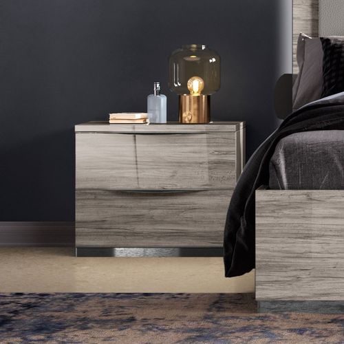 Laura Oak Grain Effect 2 Drawer Bedside Cabinet