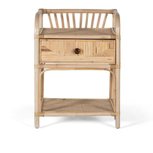 Lazlar Bedside Table - Natural Rattan - 1 Drawer
