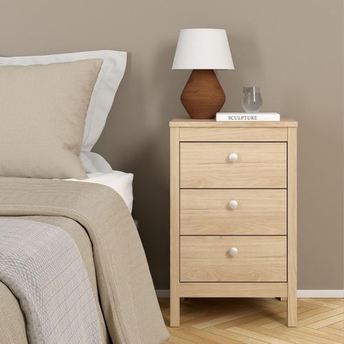 Madrid Jackson Hickory Oak 3 Drawer Bedside Table