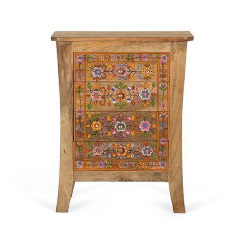 Matilda Bedside Cabinet - Mango Wood - Painted - 4 Drawer