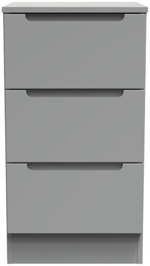 Milan Grey 3 Drawer Bedside Cabinet