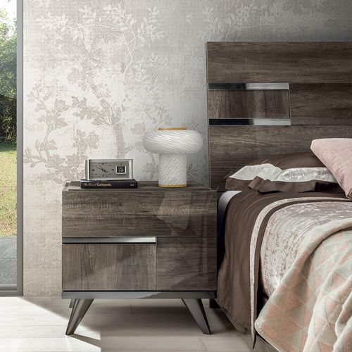 Modern Medea Bedside Cabinet - 2 Drawer - Vintage Oak