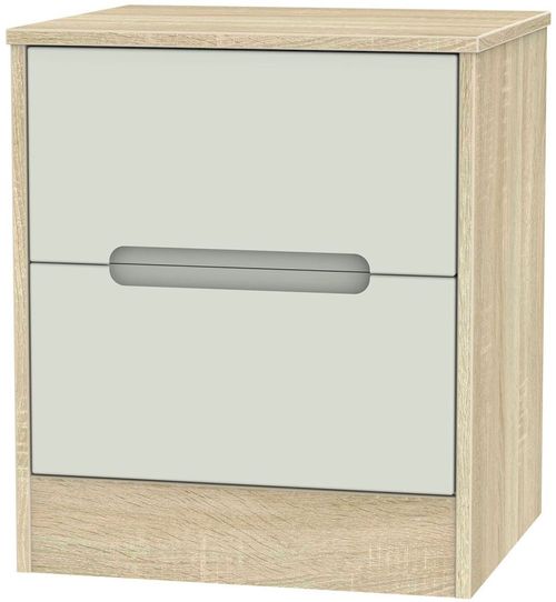 Monaco Cashmere and Oak Effect 2 Drawer Bedside Cabinet