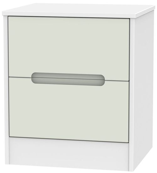 Monaco Cashmere and White 2 Drawer Bedside Cabinet