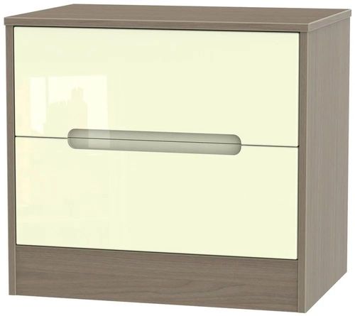 Monaco Cream Gloss and Toronto Walnut 2 Drawer Wide Bedside Cabinet