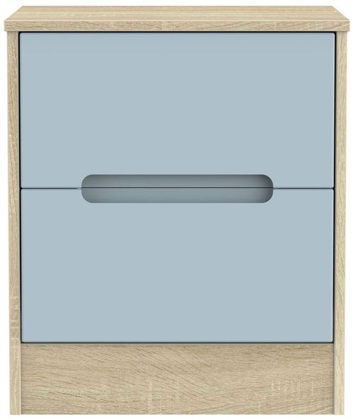 Monaco Denim and Oak Effect 2 Drawer Bedside Cabinet