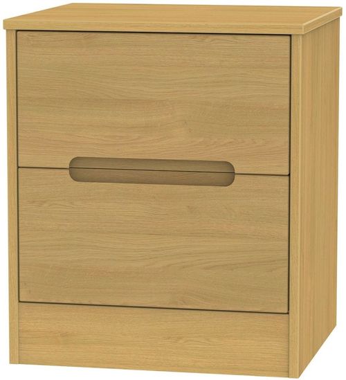 Monaco Modern Oak 2 Drawer Bedside Cabinet
