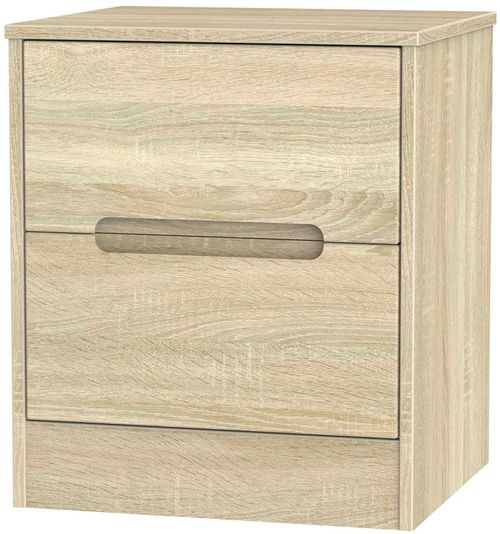 Monaco Oak Effect 2 Drawer Bedside Cabinet