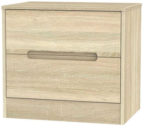 Monaco Oak Effect 2 Drawer Wide Bedside Cabinet