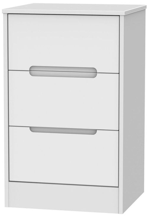 Monaco White 3 Drawer Bedside Cabinet