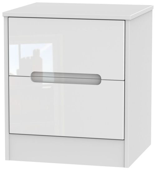 Monaco White Gloss 2 Drawer Bedside Cabinet