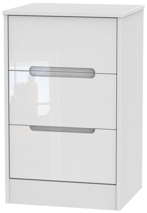 Monaco White Gloss 3 Drawer Bedside Cabinet