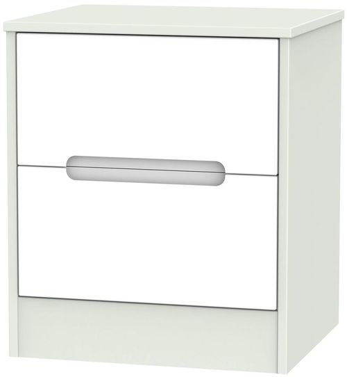 Monaco White and Cashmere 2 Drawer Bedside Cabinet