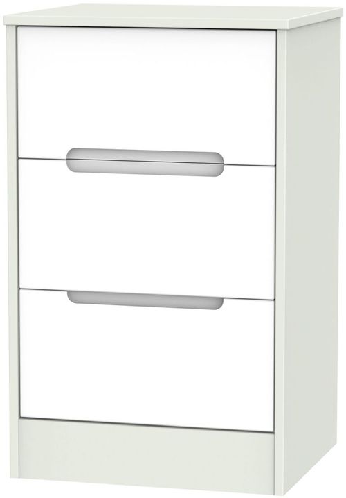 Monaco White and Cashmere 3 Drawer Bedside Cabinet