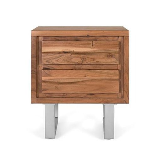 Monza Natural Acacia Wood - 2 Drawer Bedside Cabinet
