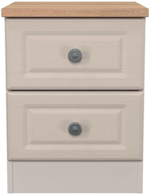 Norfolk Cashmere and Oak Effect Oak 2 Drawer Bedside Cabinet