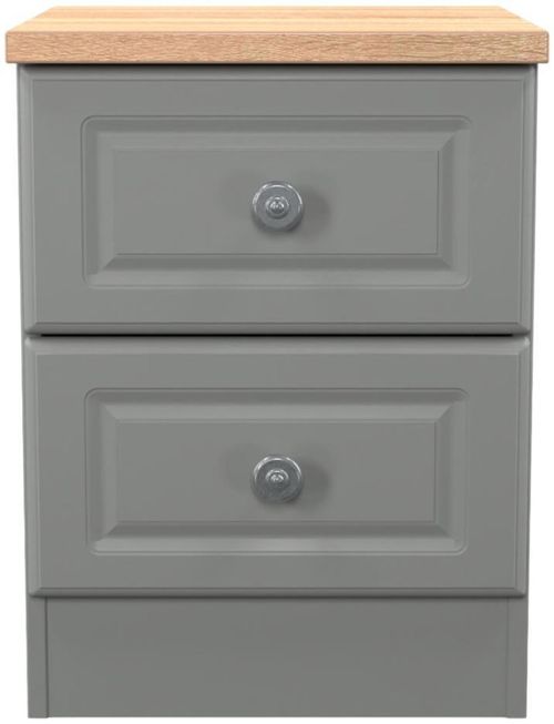 Norfolk Grey and Oak Effect Oak 2 Drawer Bedside Cabinet