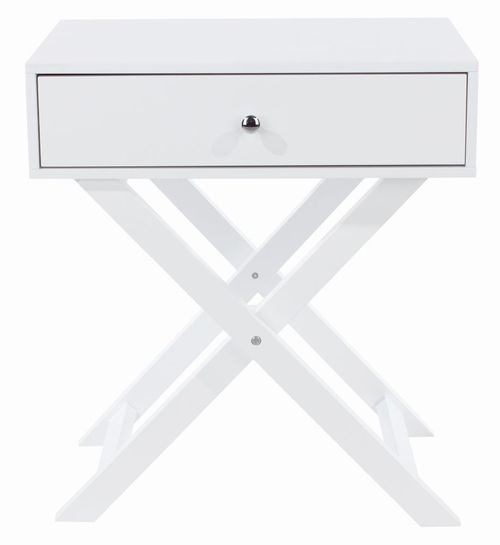 Options White 1 Drawer Bedside Cabinet with X Legs