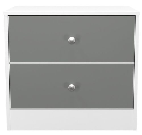 Padstow Grey and White Matt 2 Drawer Bedside Cabinet