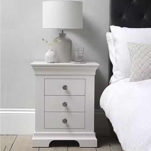 Paisley White Painted 3 Drawer Bedside Cabinet