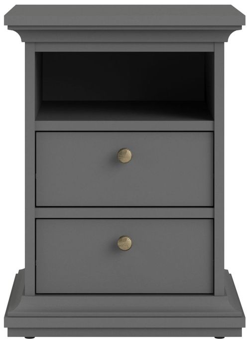 Paris Grey 2 Drawer Bedside Cabinet