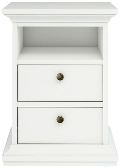 Paris White 2 Drawer Bedside Cabinet