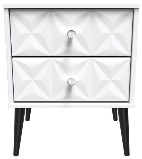 Pixel White 2 Drawer Bedside Cabinet