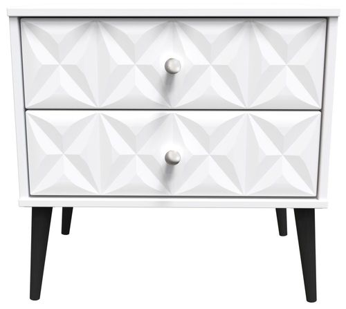 Pixel White 2 Drawer Midi Bedside Table