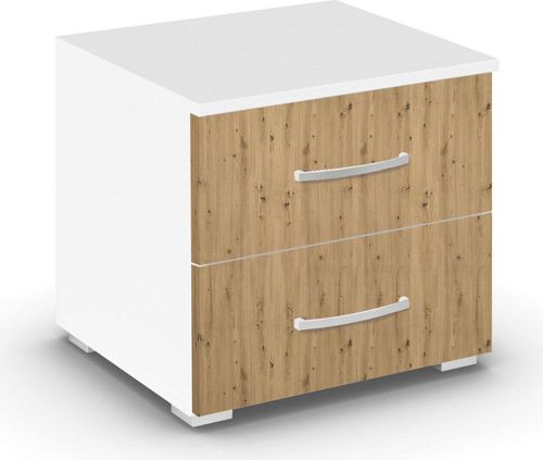 Rauch Aditio 2 Drawer Bedside Cabinet - Alpine White and Artisan Oak