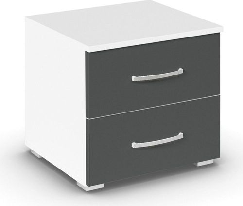 Rauch Aditio 2 Drawer Bedside Cabinet - Alpine White and Metallic Dark Grey