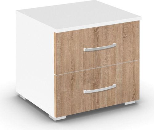 Rauch Aditio 2 Drawer Bedside Cabinet - Alpine White and Sonoma Oak