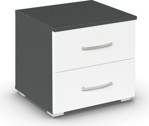 Rauch Aditio 2 Drawer Bedside Cabinet - Metallic Dark Grey and Alpine White